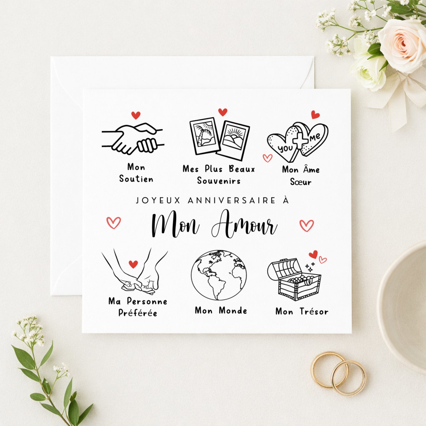 French Anniversary Card – Joyeux Anniversaire À Mon Amour | Whisk & Whirl Designs