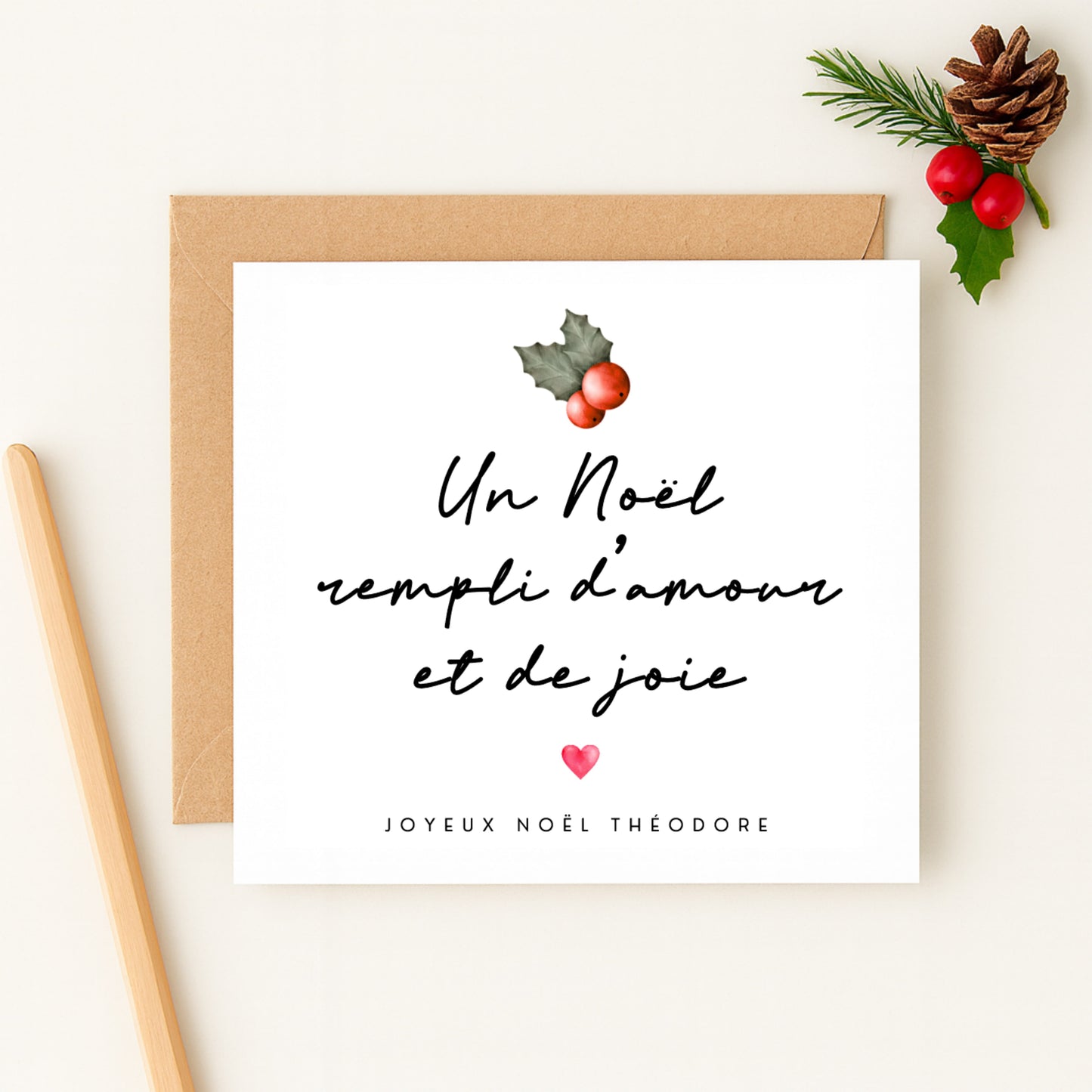Personalised French Christmas Card — Un Noël rempli d’amour et de joie