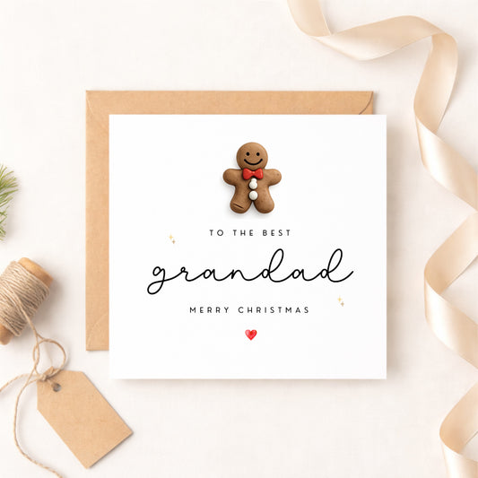 Handmade Grandad Christmas Card with Gingerbread Man