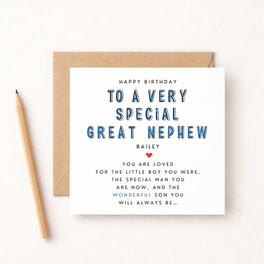 Happy Birthday Great Nephew Card — Personalised