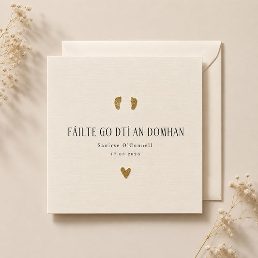 Fáilte Go Dtí An Domhan | Irish New Baby Card