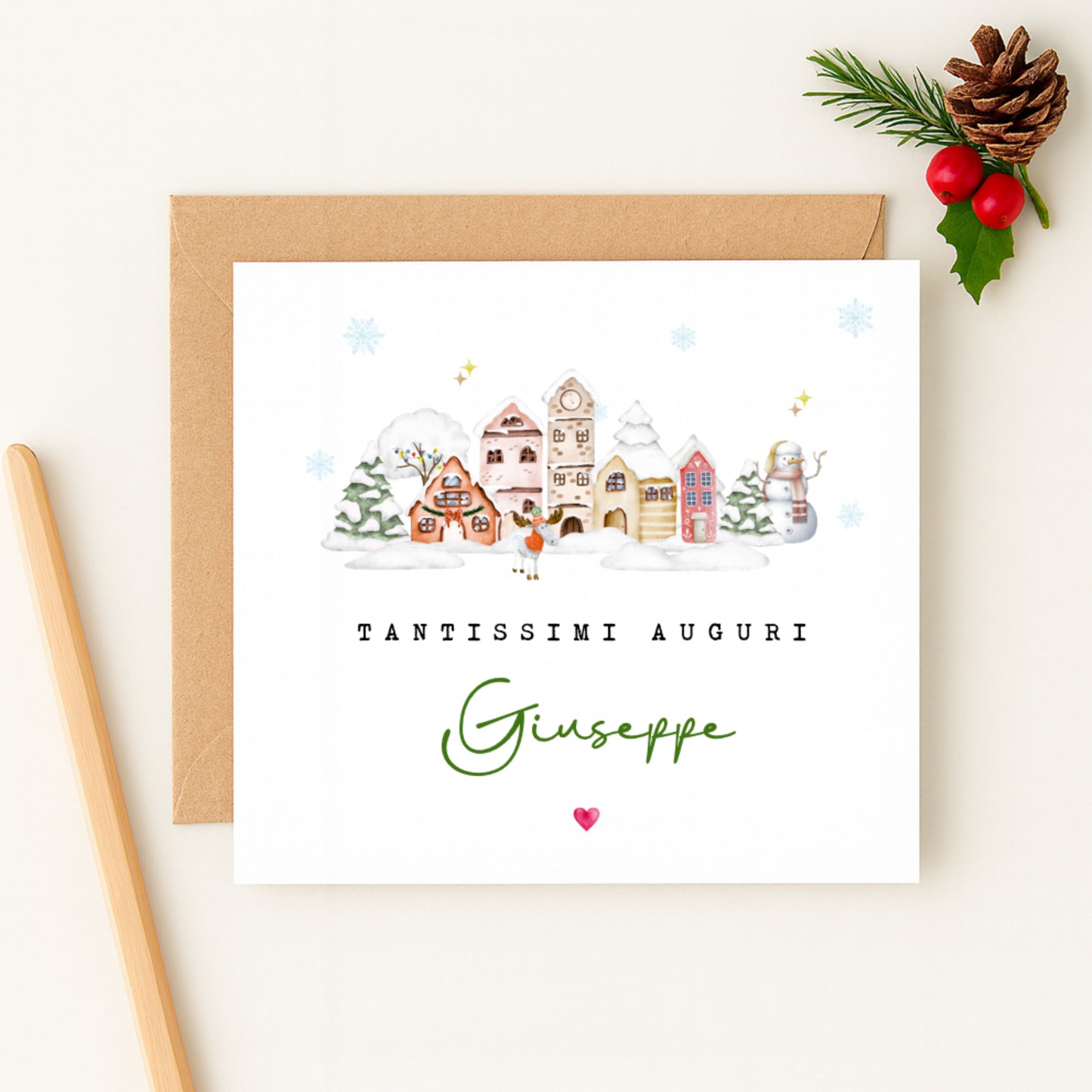 Italian Christmas Card — Tantissimi Auguri — Personalised with Name