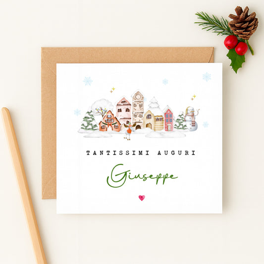 Italian Christmas Card — Tantissimi Auguri — Personalised with Name