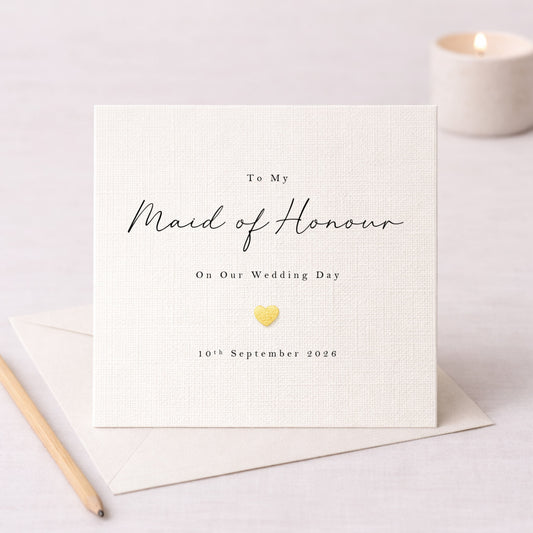 To My Maid of Honour On Our Wedding Day – Personalised Card
