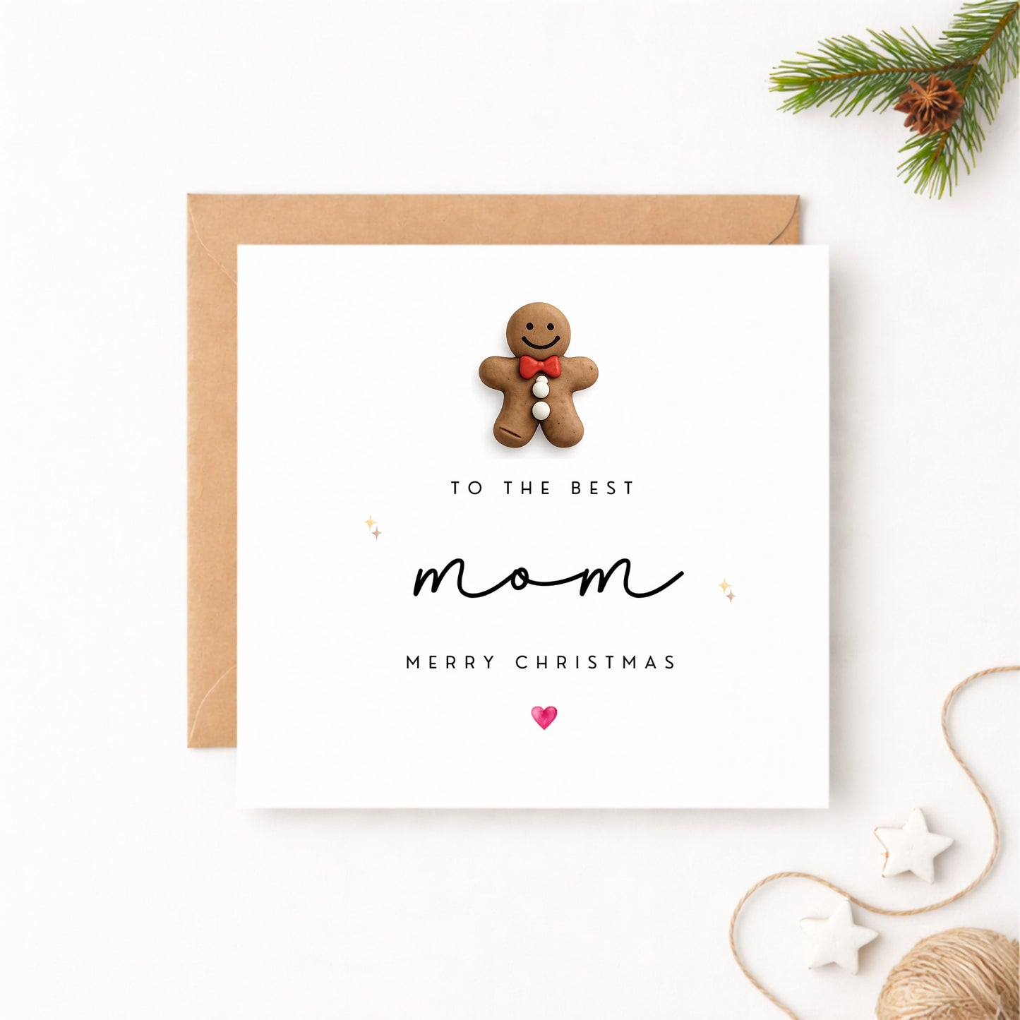 Handmade Mom Christmas Card with Gingerbread Man