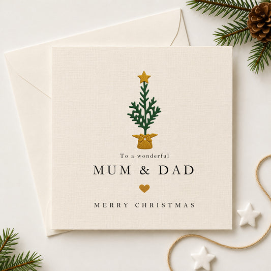 Christmas Card for Mum & Dad — Personalised Handmade Layered Christmas Tree