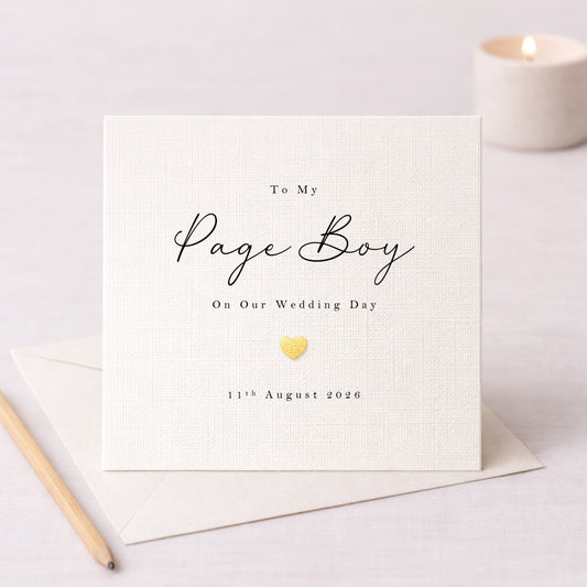 To My Page Boy On Our Wedding Day – Personalised Card