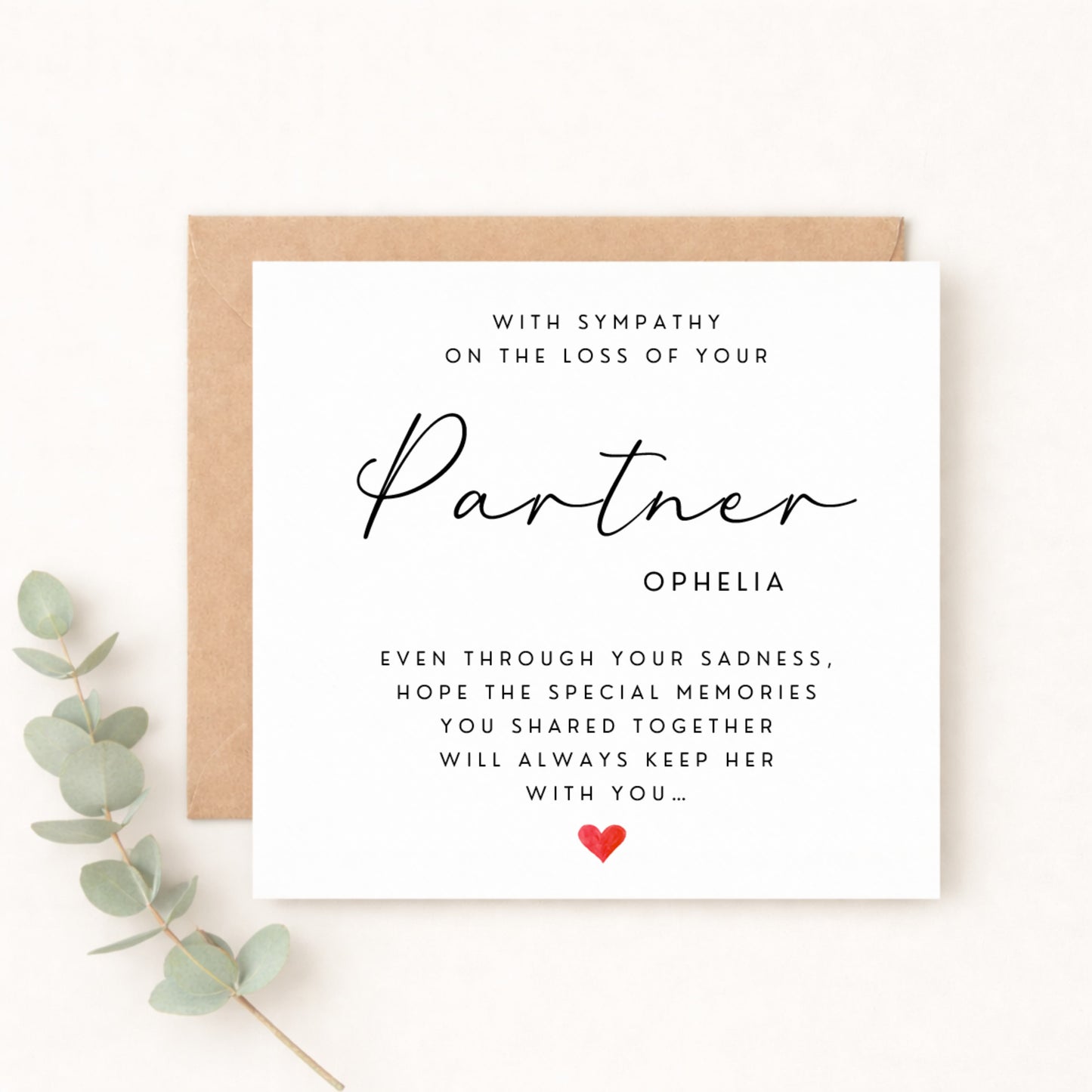 Partner Sympathy Card | Personalised Bereavement Card