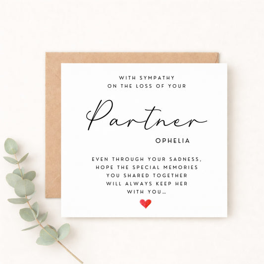 Partner Sympathy Card | Personalised Bereavement Card