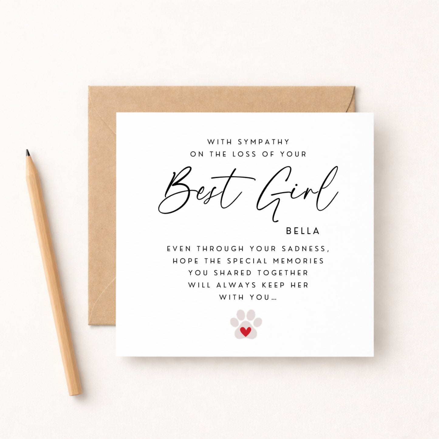 Pet Sympathy Card — Loss of Your Best Boy or Best Girl