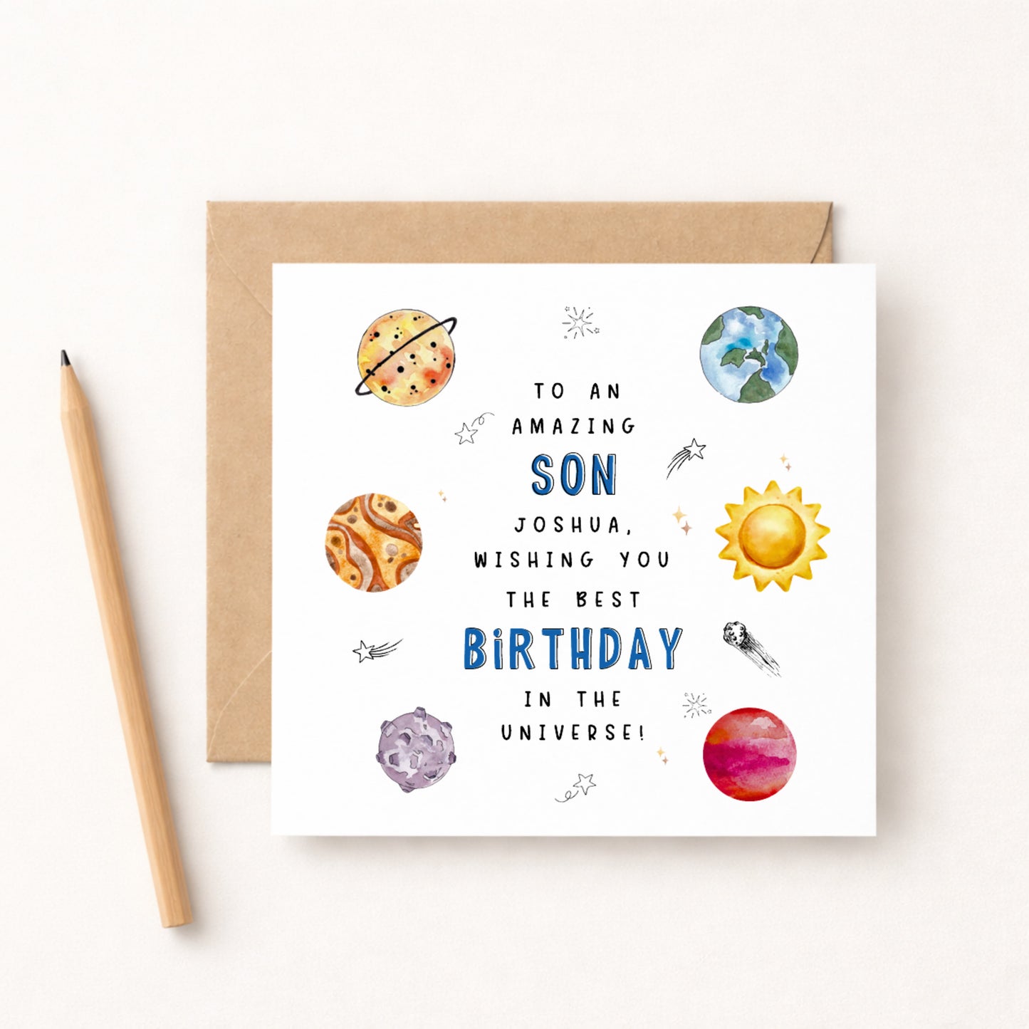 To An Amazing Son Birthday Card — Space & Planets Design