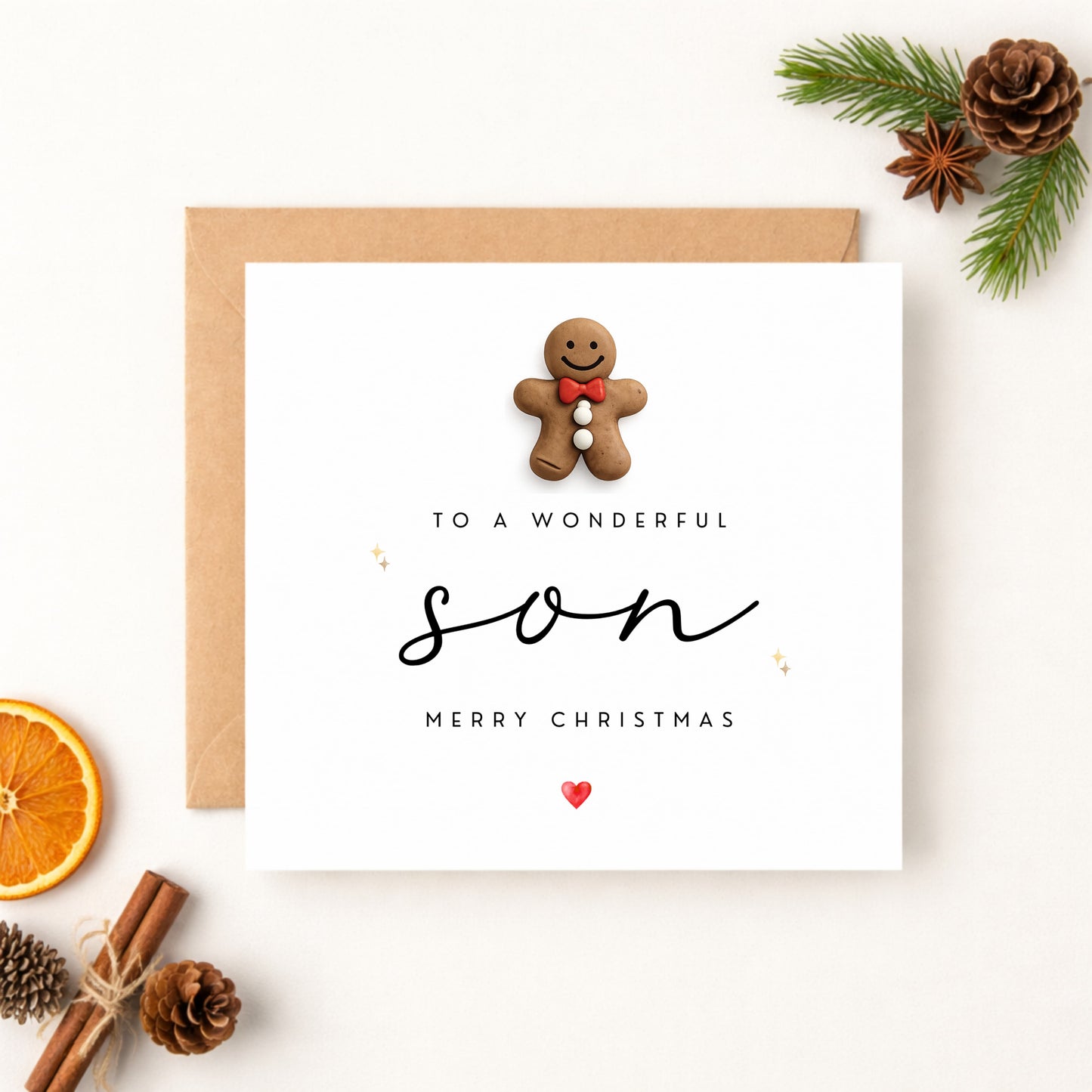 Handmade Son Christmas Card with Gingerbread Man