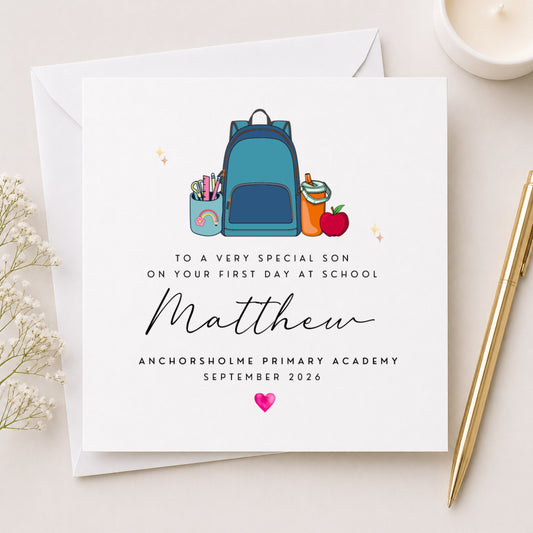 Personalised First Day at School Card — Son, Daughter, Grandson & More