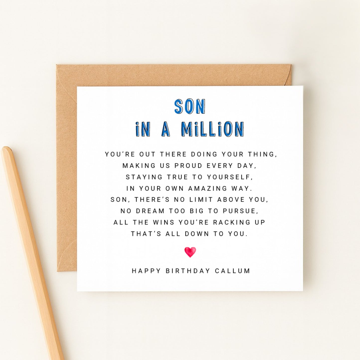 Son in a Million Birthday Card — Personalised with Name