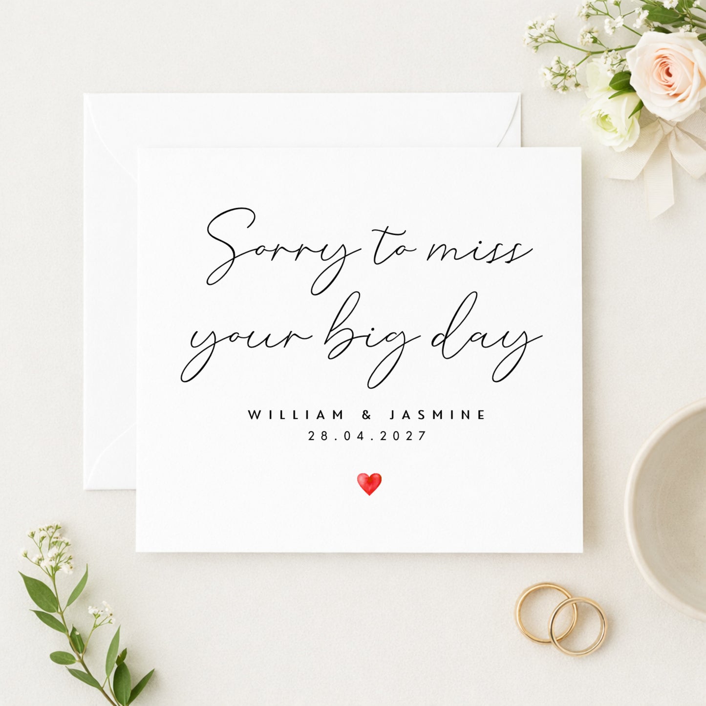 Sorry to Miss Your Big Day Wedding Card