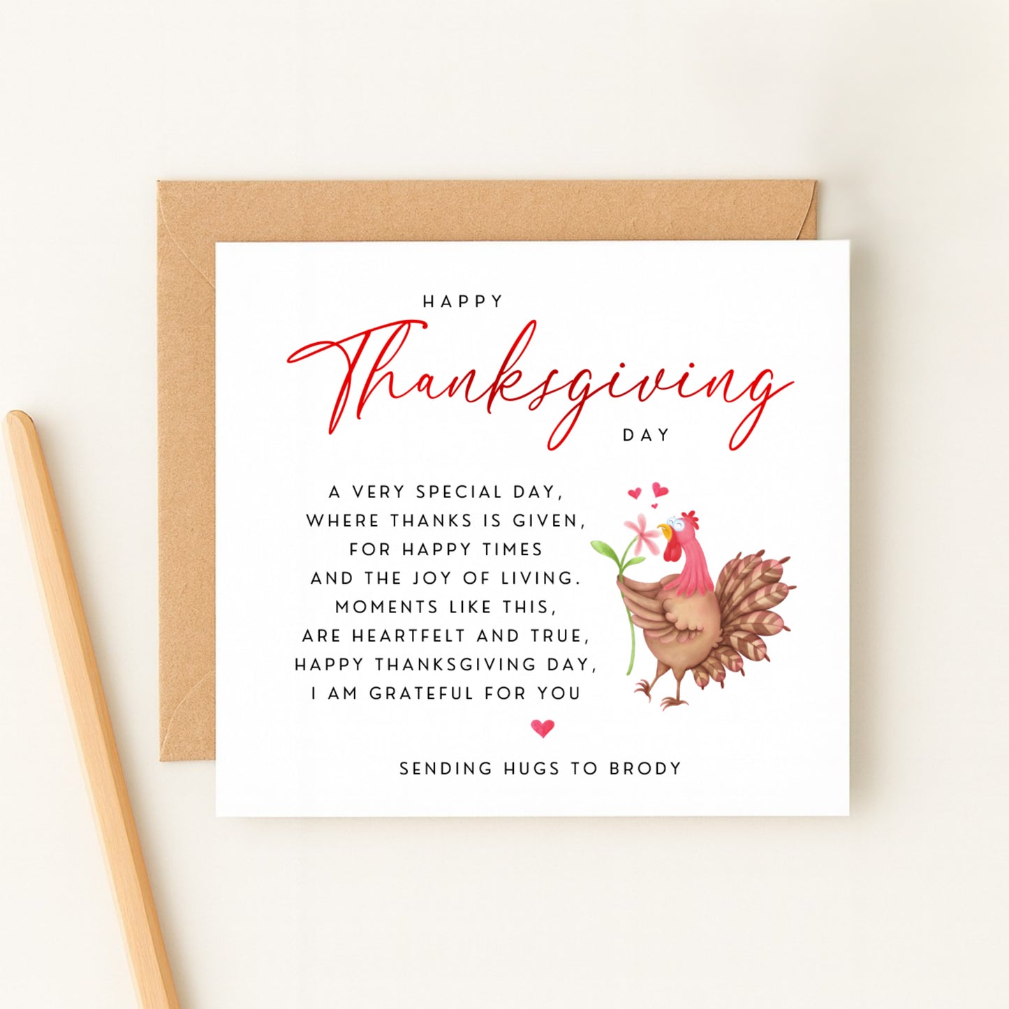 Happy Thanksgiving Day Card – Personalised with Name