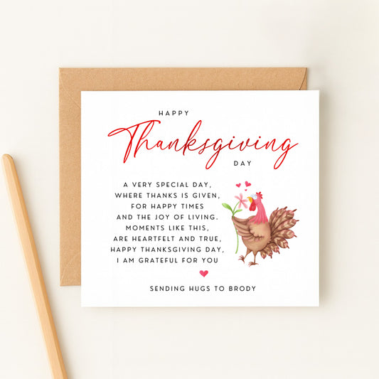 Happy Thanksgiving Day Card – Personalised with Name