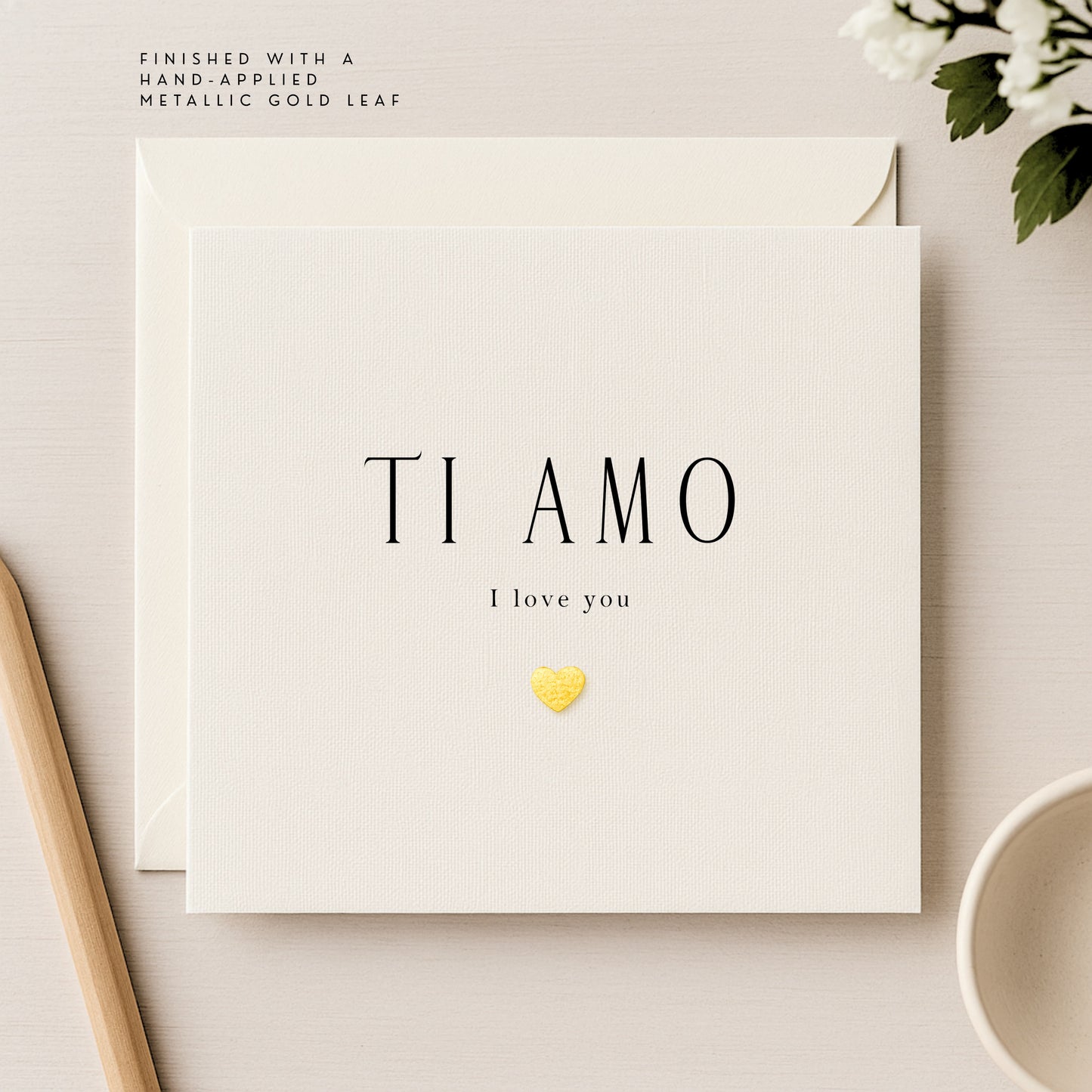 Ti Amo | I Love You Card | Gold Metallic Heart