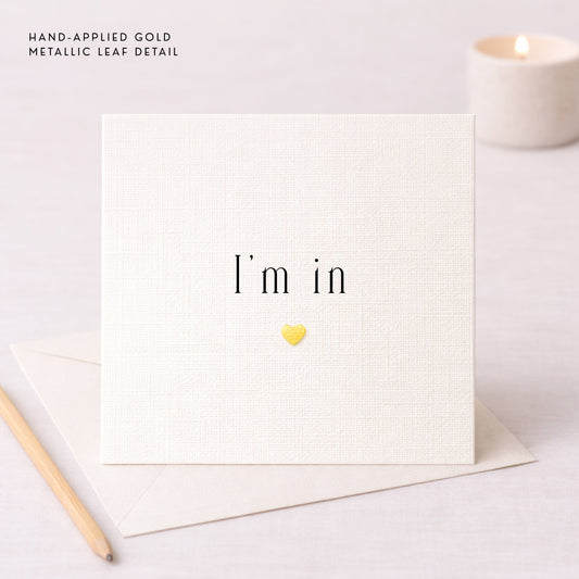 Wedding Invitation Acceptance Card | Gold Metallic Heart
