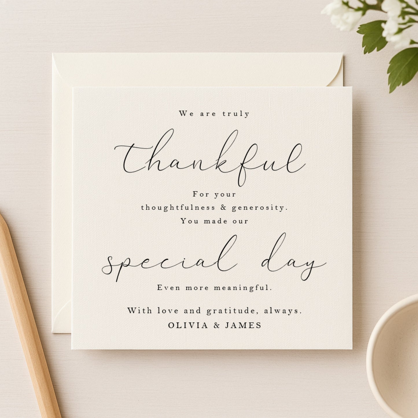 Personalised Wedding Thank You Card — Luxury Linen