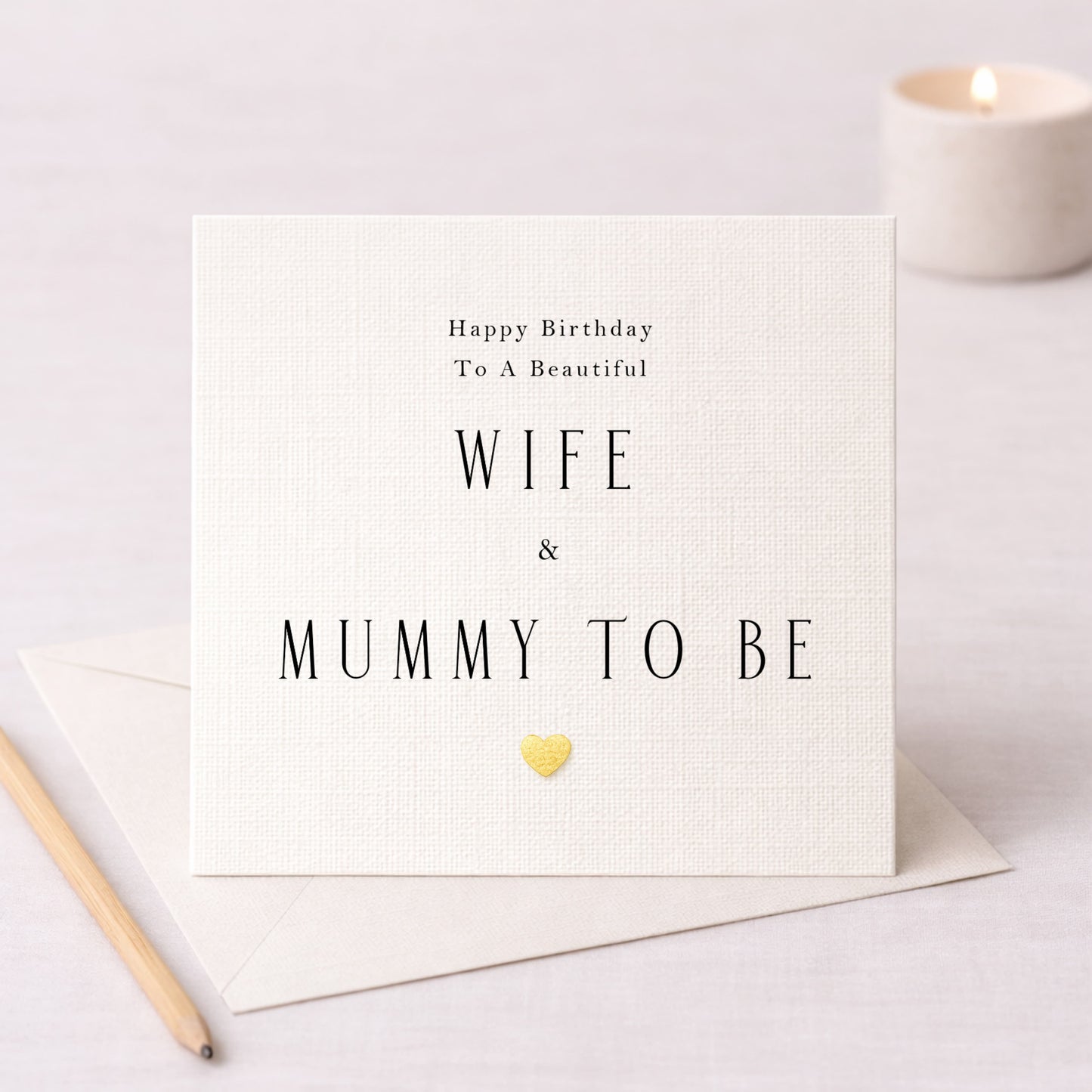 Happy Birthday To A Beautiful Wife & Mummy To Be Card — Metallic Heart